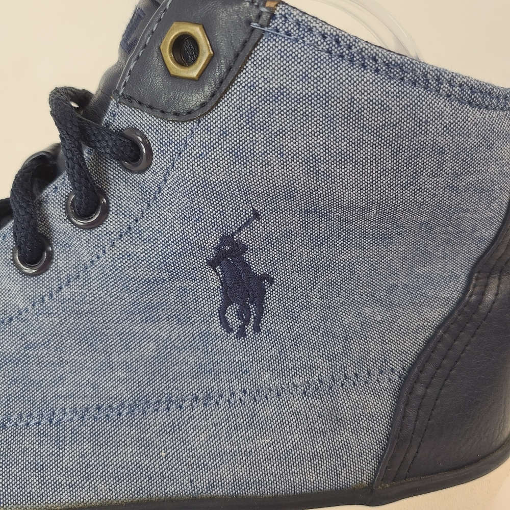 Polo Ralph Lauren Chambray High-Top Sneakers Men's Size 8 - Picture 6 of 13